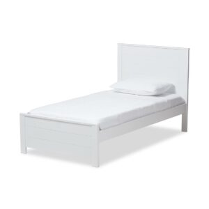 Baxton Studio Catalina Modern Classic Mission Style White-Finished Wood Twin Platform Bed