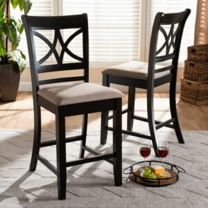 Baxton Studio Chandler Modern and Contemporary Sand Fabric Upholstered and Espresso Brown Finished Wood 2-Piece Counter Height Pub Chair Set