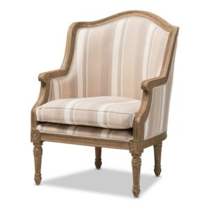 Baxton Studio Charlemagne Accent Chair in Brown and Beige