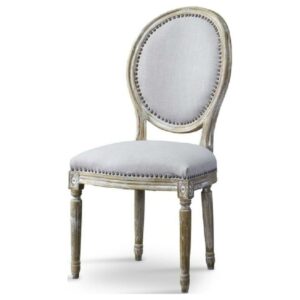 Baxton Studio Clairette Wood Traditional French Accent Chair-Round
