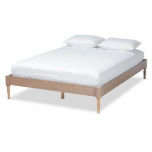 Baxton Studio Colette French Bohemian Ash Walnut Finished Wood Full Size Platform Bed Frame