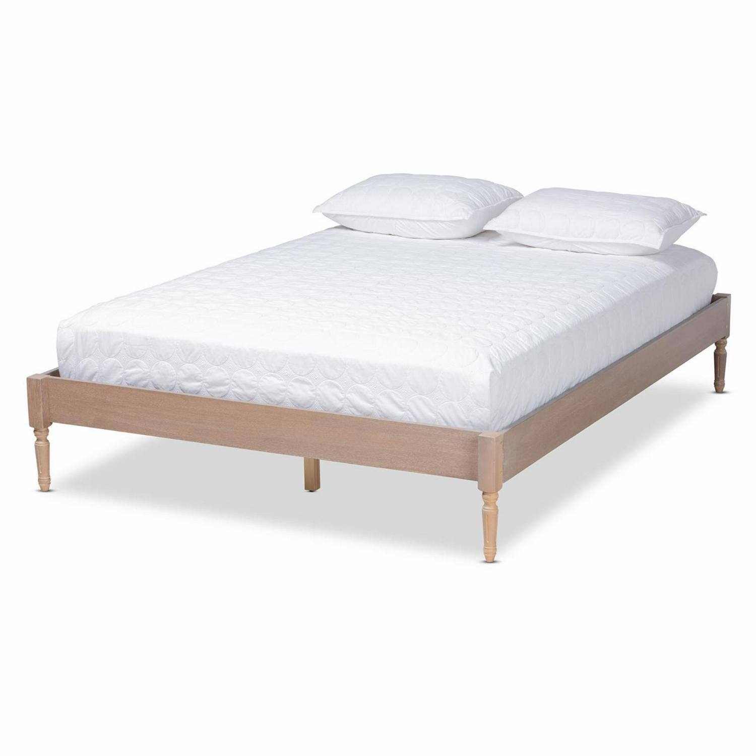 Baxton Studio Colette French Bohemian Ash Walnut Finished Wood Full Size Platform Bed Frame