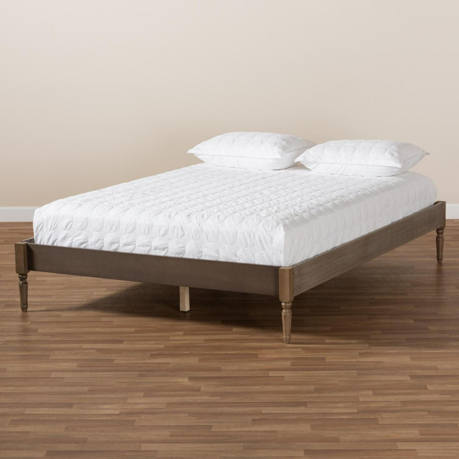 Baxton Studio Colette French Bohemian Ash Walnut Finished Wood Full Size Platform Bed Frame - Image 5