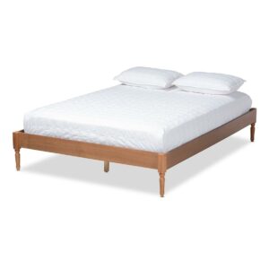 Baxton Studio Colette French Bohemian Ash Walnut Finished Wood Queen Size Platform Bed Frame