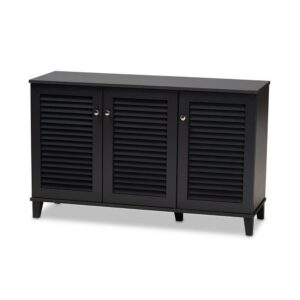 Baxton Studio Coolidge Modern Dark Grey 8-Shelf Shoe Cabinet