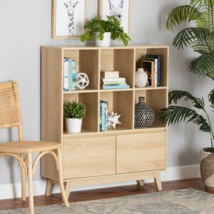 Baxton Studio Danina Japandi Oak Brown Finished Wood Bookshelf