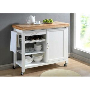 Baxton Studio Denver White Modern Kitchen Cart