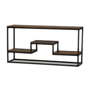 Baxton Studio Doreen Industrial Black Metal and Wood Console Table