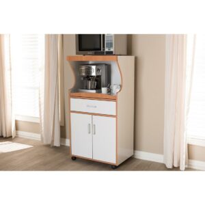 Baxton Studio Edonia Modern and Contemporary Beech Brown and White Finish Kitchen Cabinet