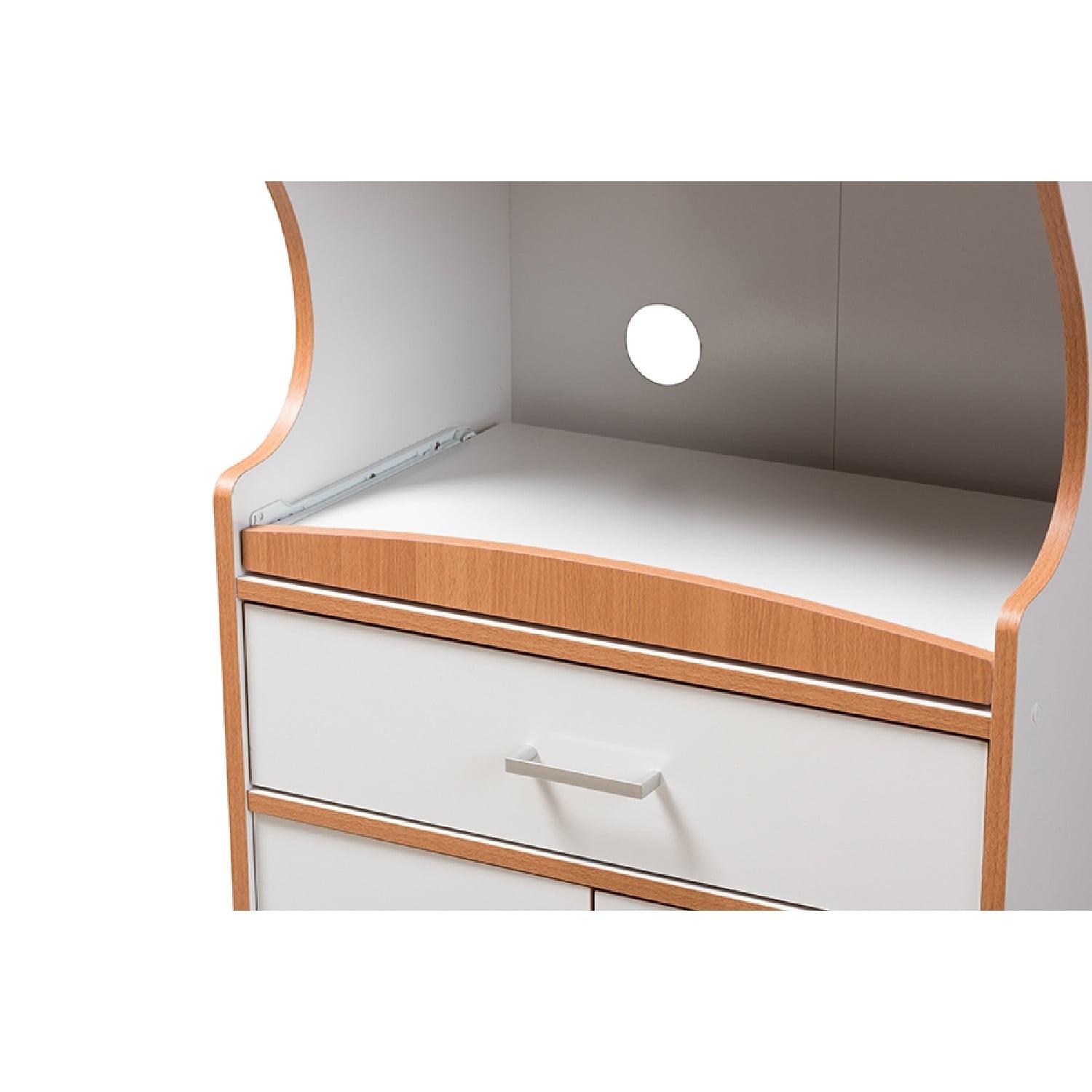 Baxton Studio Edonia Modern and Contemporary Beech Brown and White Finish Kitchen Cabinet - Image 6