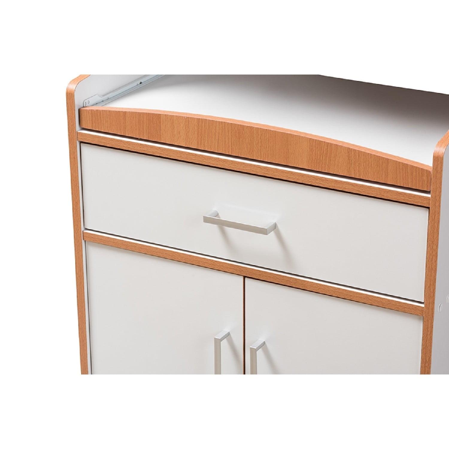 Baxton Studio Edonia Modern and Contemporary Beech Brown and White Finish Kitchen Cabinet - Image 7