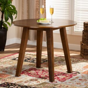 Baxton Studio Ela Modern and Contemporary Walnut Brown Finished 35-Inch-Wide Round Wood Dining Table