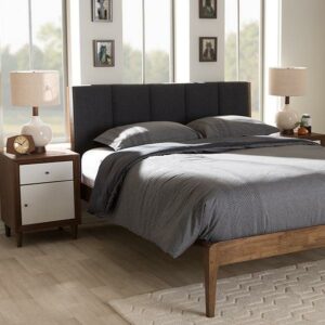 Baxton Studio Ember King Platform Bed in Gray and Walnut Brown