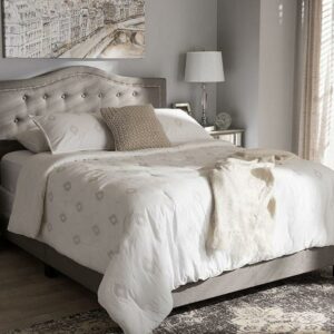 Baxton Studio Emerson Modern and Contemporary Light Grey Fabric Upholstered King Size Bed