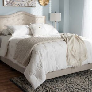 Baxton Studio Emerson Light Beige Fabric Upholstered Queen Size Bed