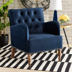 Baxton Studio Eri Lounge Chair, Navy Blue