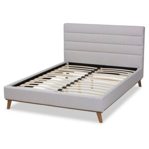 Baxton Studio Erlend Mid-Century Modern Greyish Beige Fabric Upholstered Queen Size Platform Bed