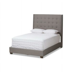 Baxton Studio Georgette Modern and Contemporary Light Grey Fabric Queen Upholstered Bed