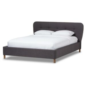 Baxton Studio Germaine Mid-Century Modern Fabric Grid-Tufting Platform Bed, Multiple Colors, Multiple Sizes