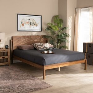 Baxton Studio Giuseppe Contemporary/Modern Engineered Wood Back Support Platform Bed, Full, Walnut Brown