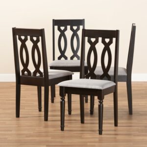 Baxton Studio Grey Fabric Upholstered Espresso Brown Finished Wood Dining Chair Set of 4