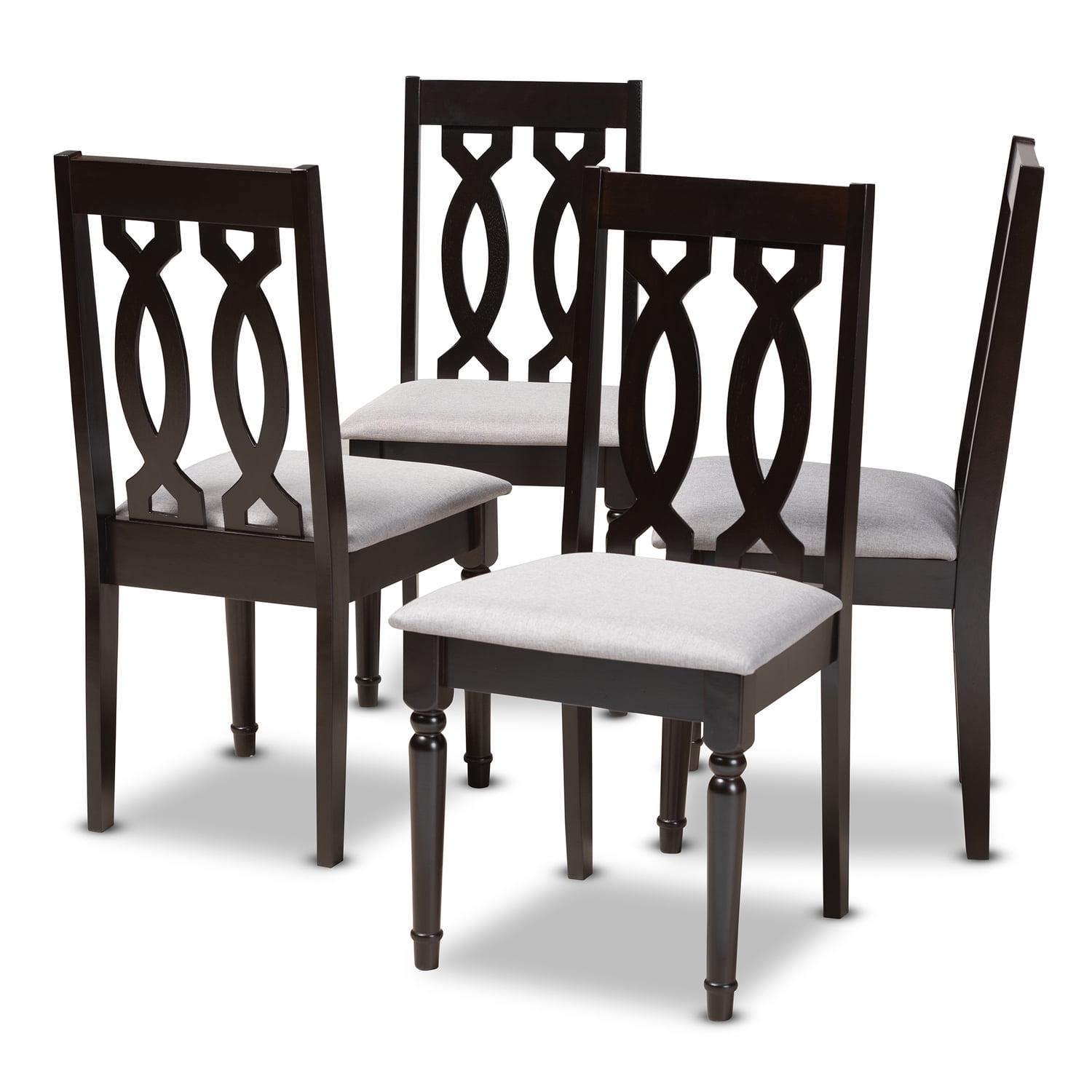 Baxton Studio Grey Fabric Upholstered Espresso Brown Finished Wood Dining Chair Set of 4 - Image 2