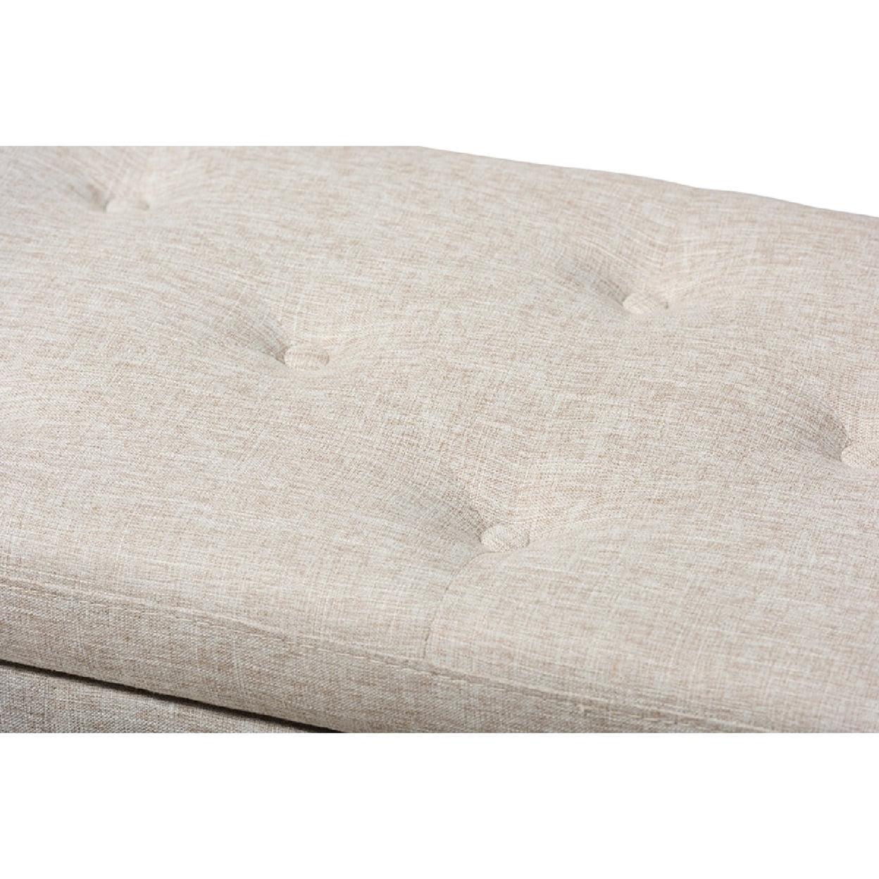 Baxton Studio Hannah Modern and Contemporary Beige Fabric Upholstered Button-Tufting Storage Ottoman Bench - Image 6
