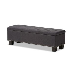 Baxton Studio Hannah Modern and Contemporary Dark Grey Fabric Upholstered Button-Tufting Storage Ottoman Bench