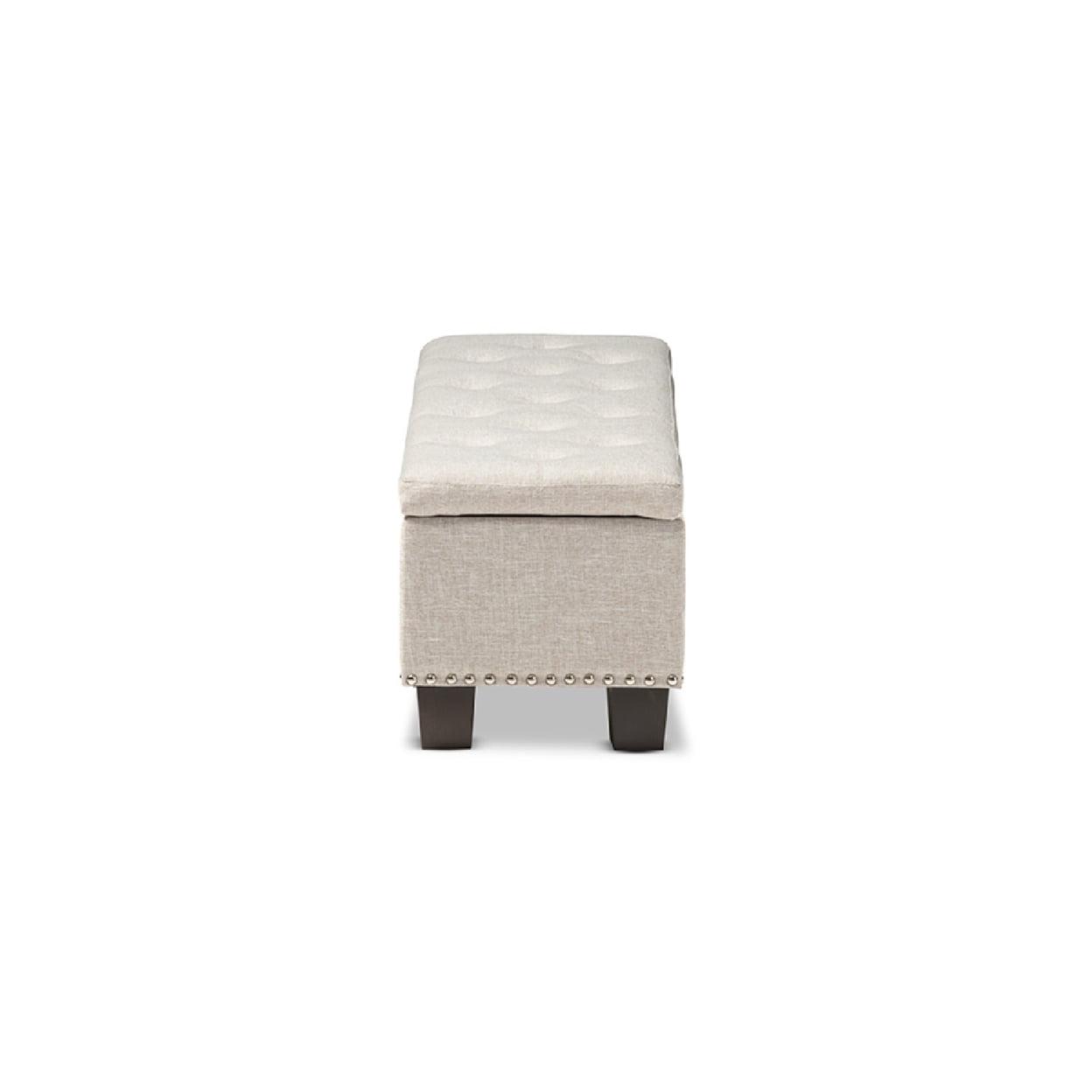 Baxton Studio Hannah Modern and Contemporary Beige Fabric Upholstered Button-Tufting Storage Ottoman Bench - Image 4