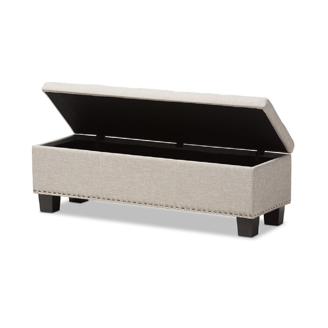 Baxton Studio Hannah Modern and Contemporary Beige Fabric Upholstered Button-Tufting Storage Ottoman Bench - Image 2