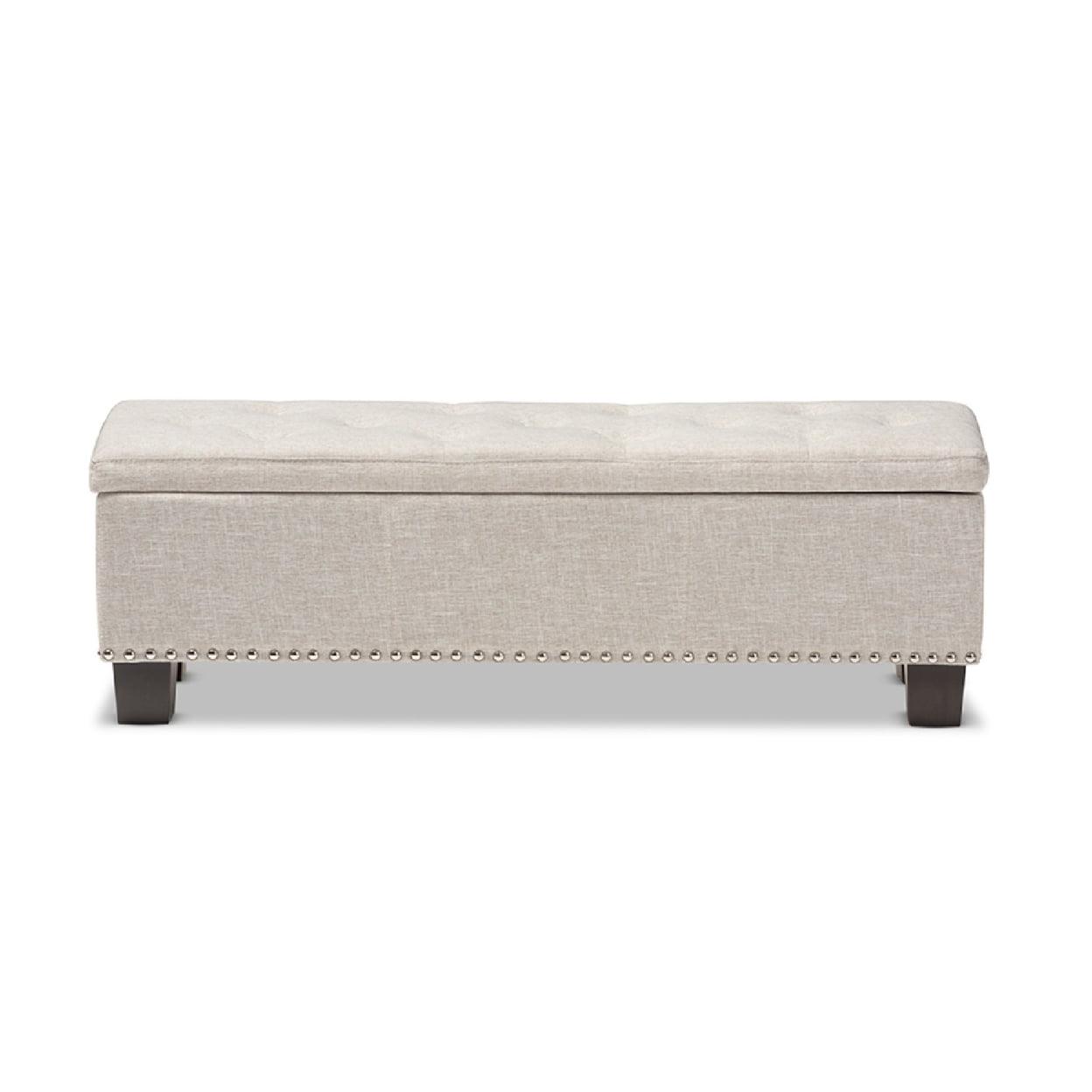 Baxton Studio Hannah Modern and Contemporary Beige Fabric Upholstered Button-Tufting Storage Ottoman Bench - Image 3
