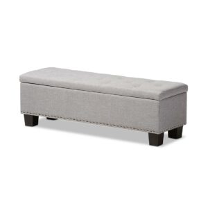 Baxton Studio Hannah Modern and Contemporary Grayish Beige Fabric Upholstered Button-Tufting Storage Ottoman Bench