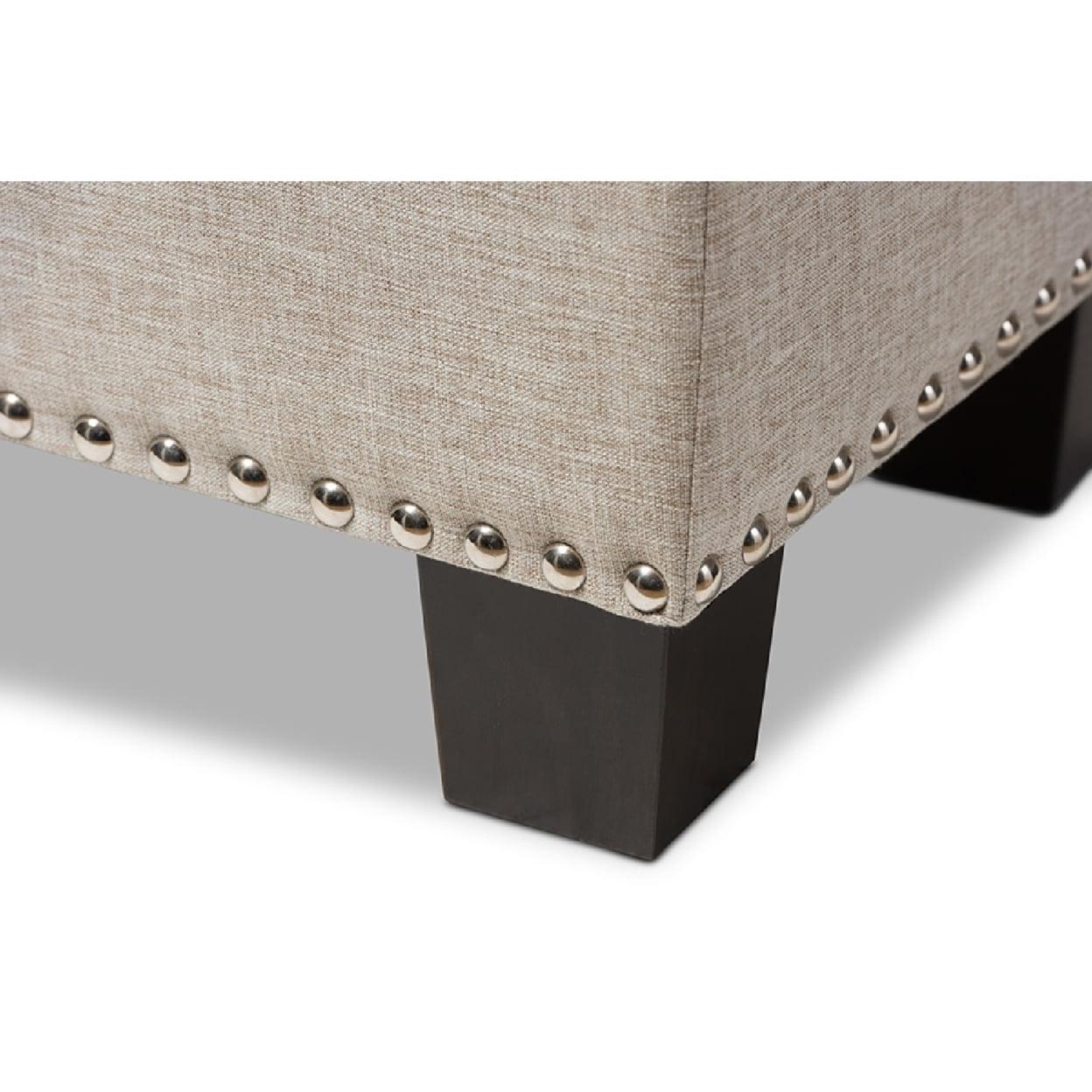 Baxton Studio Hannah Modern and Contemporary Beige Fabric Upholstered Button-Tufting Storage Ottoman Bench - Image 7