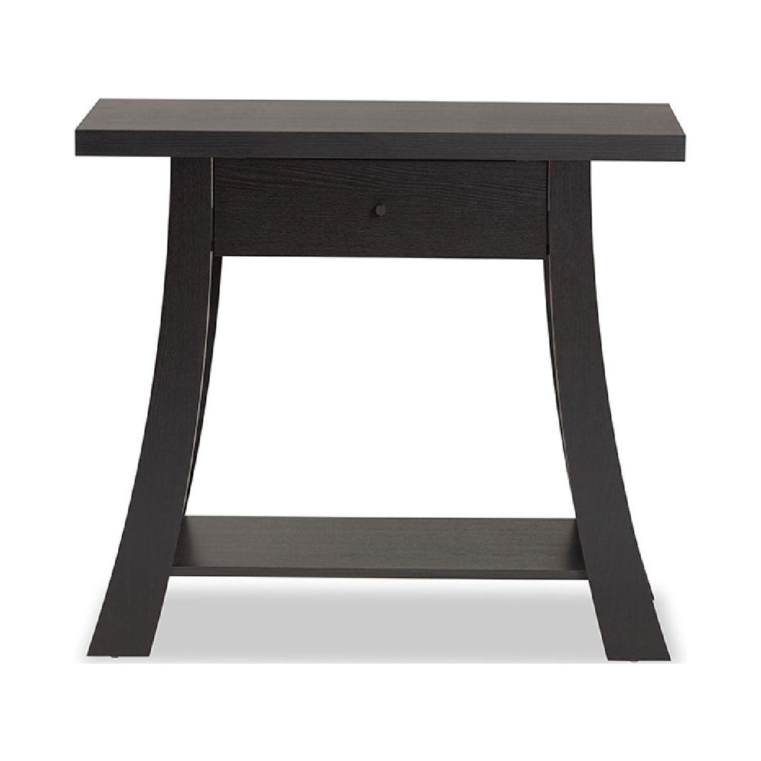 Baxton Studio Herman Modern and Contemporary Dark Brown Finished Wood 1-Drawer Console Table - Image 3