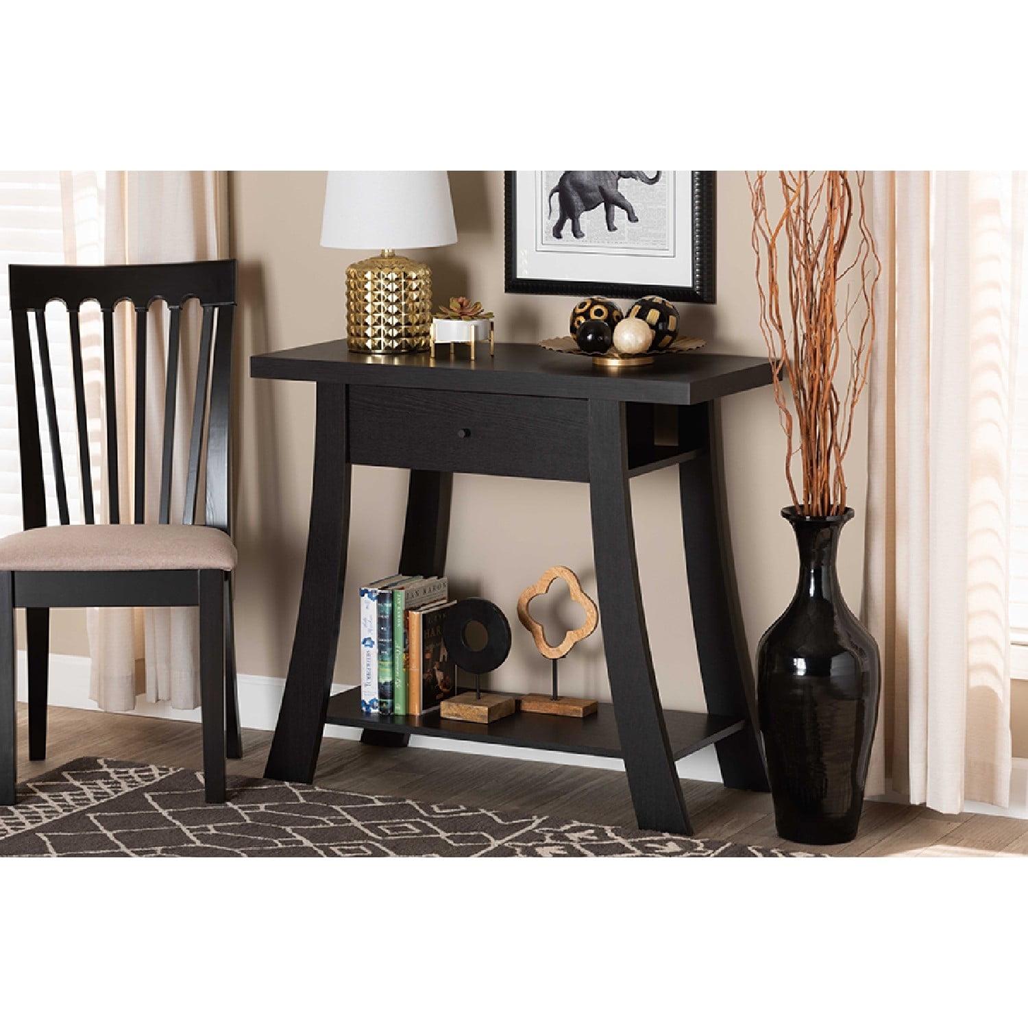 Baxton Studio Herman Modern and Contemporary Dark Brown Finished Wood 1-Drawer Console Table - Image 7