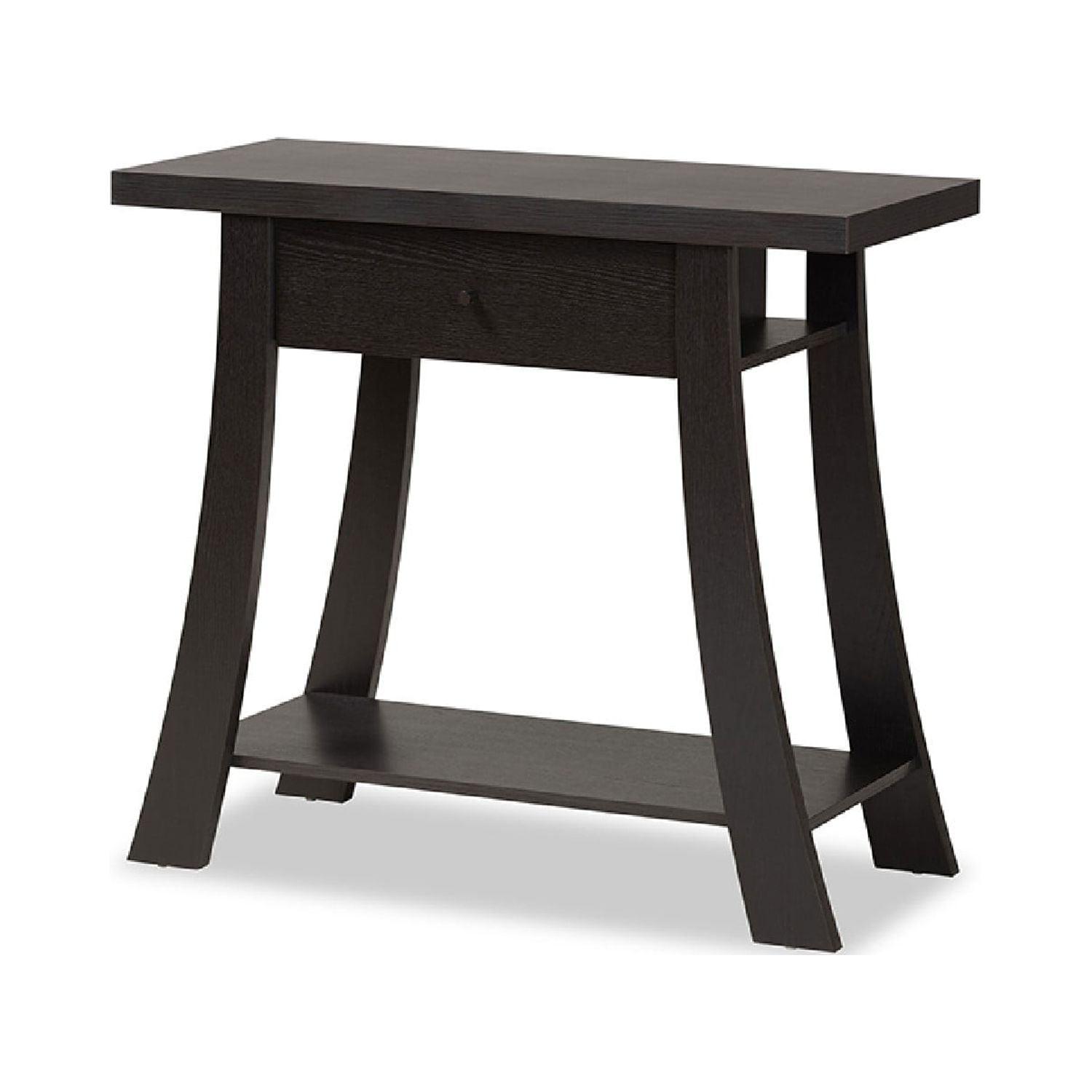 Baxton Studio Herman Modern and Contemporary Dark Brown Finished Wood 1-Drawer Console Table