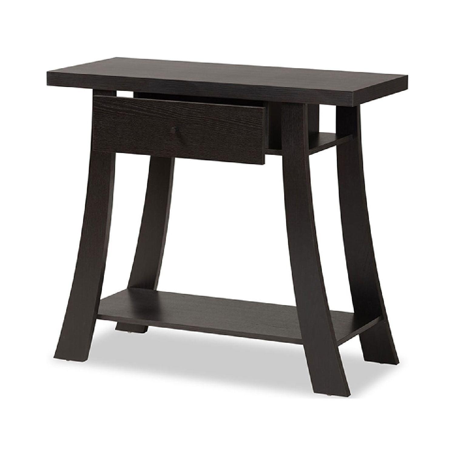 Baxton Studio Herman Modern and Contemporary Dark Brown Finished Wood 1-Drawer Console Table - Image 2