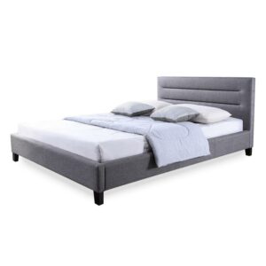 Baxton Studio Hillary Modern and Contemporary Grey Fabric Upholstered Platform Base Bed Frame, multipl sizes