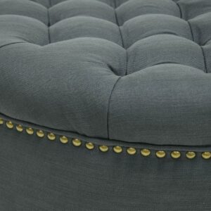 Baxton Studio Iglehart Gray Linen Modern Tufted Ottoman