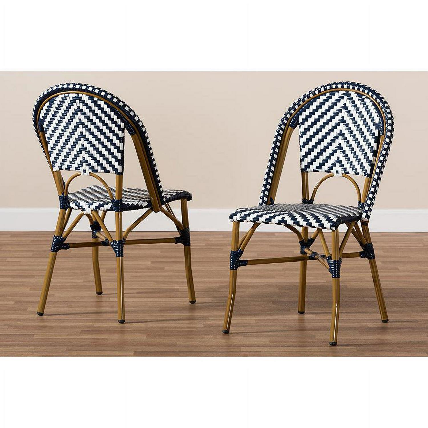 Baxton Studio Celie French Provincial Wicker Dining Chair White and Blue 2/Pack (150-2P-8994-HiT) - Image 3