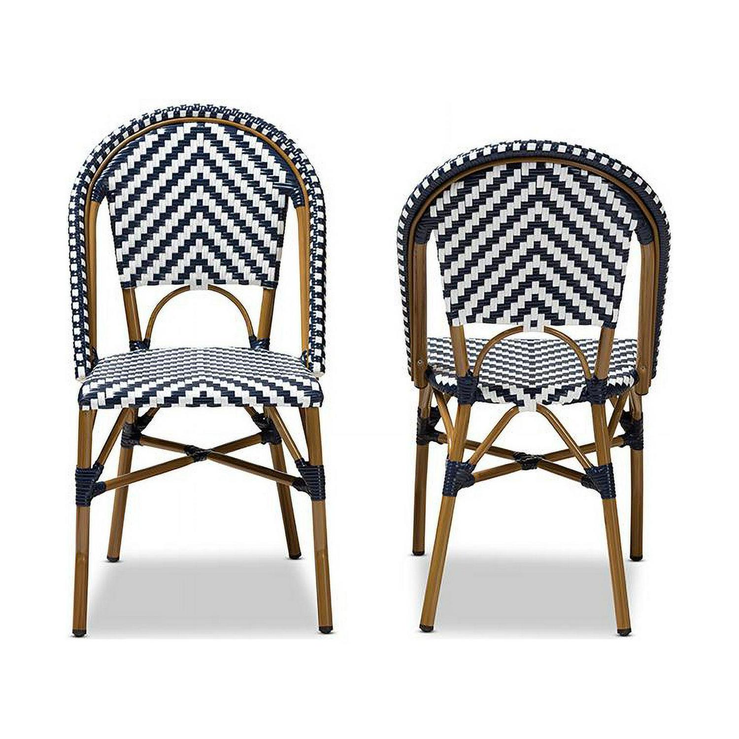 Baxton Studio Celie French Provincial Wicker Dining Chair White and Blue 2/Pack (150-2P-8994-HiT) - Image 6