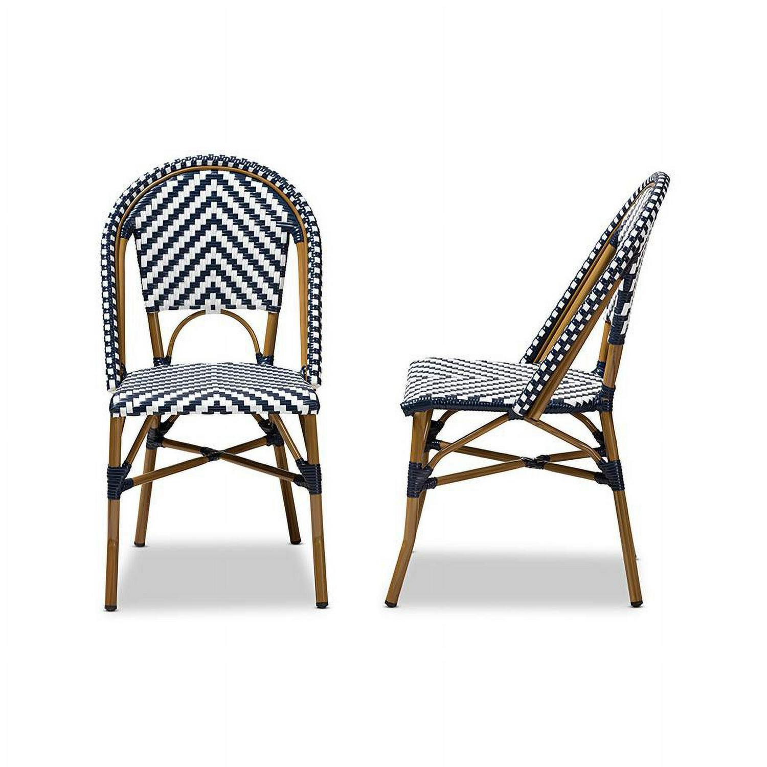 Baxton Studio Celie French Provincial Wicker Dining Chair White and Blue 2/Pack (150-2P-8994-HiT) - Image 5