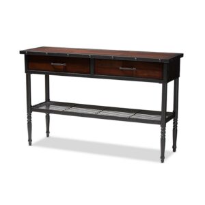 Baxton Studio Jana Vintage Industrial Walnut-Finished Wood 2-Drawer Dining Room Server