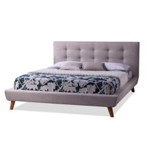 Baxton Studio Jonesy Scandinavian Style Mid-century Upholstered Platform Bed, Multiple Sizes, Multiple Colors