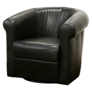 Baxton Studio Julian Black Brown Faux Leather Club Chair with 360 Degree Swivel