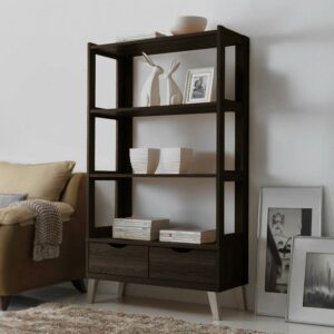 Baxton Studio Kalien 3 Shelf Bookcase in Espresso