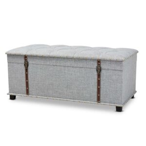 Baxton Studio Kyra Modern and Contemporary Grey Fabric Upholstered Storage Trunk Ottoman
