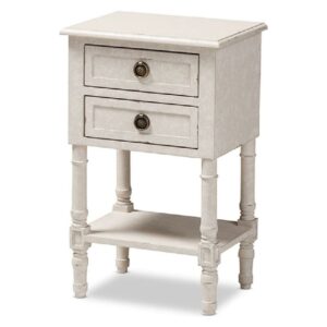 Baxton Studio Lenore Country Cottage Farmhouse Whitewashed 2-Drawer Nightstand