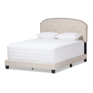 Baxton Studio Lexi Light Beige Fabric Upholstered King Size Bed