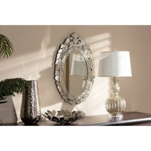 Baxton Studio Livia Classic and Traditional Silver Finished Venetian Style Accent Wall Mirror,Wholesale Interiors